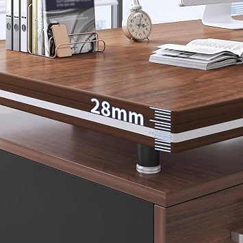 Rustic Executive Desk with 3 Drawers & Storage Cabinet Oak Writing Desk for Home Office Modern Computer Desk with File Drawer 55x24x30