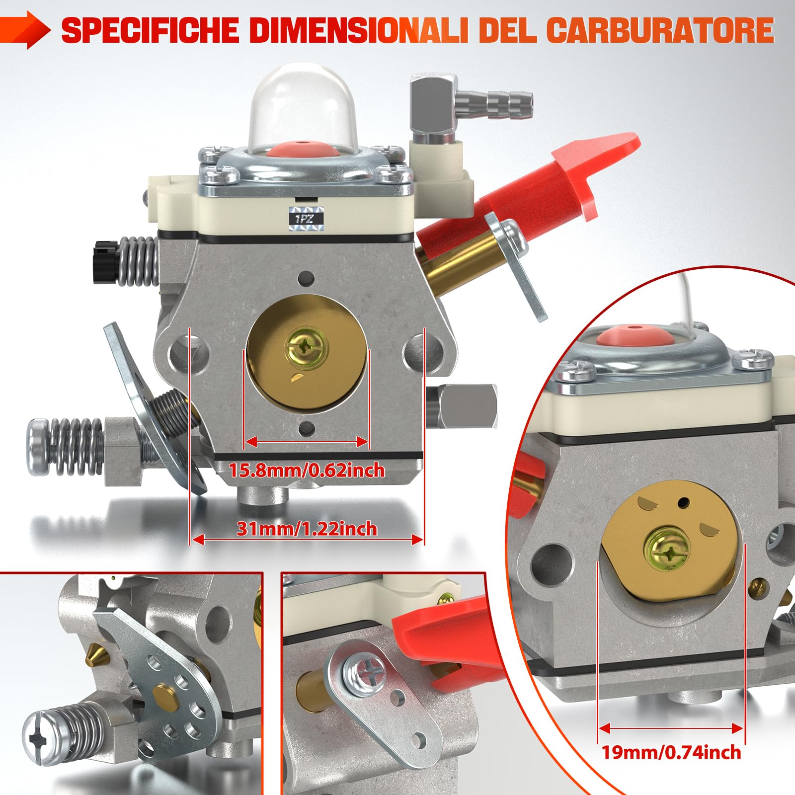 1PZ Kit Carburatore per Walbro WT-668 WT-668B Baja 5B 5T 23-30,5cc | Compatibile con WT-997, WT-664, HPI Baja 5B SS, Rovan, KM, Zenoah, CY, RCMK e Losi 5ive-T