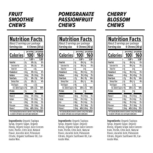 Miniatura 2 de Honey Stinger Organic Energy Chew - Paquete de 3 unidades de cada uno de los batidos de frutas granada maracuyá y flor de cerezo sin gluten y sin