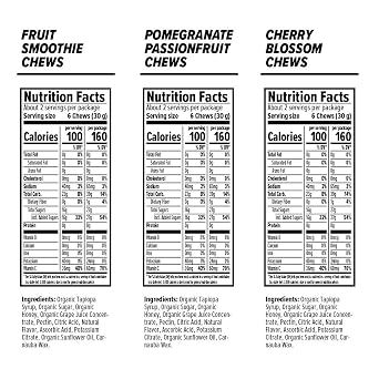 Honey Stinger Organic Energy Chew Variety Pack | 3 Pack Each of Fruit Smoothie, Pomegranate Passionfruit and Cherry Blossom | Gluten Free & Caffeine Free | Sports Nutrition for All Exercises