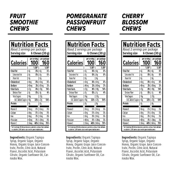 Honey Stinger Organic Energy Chew Variety Pack | 3 Pack Each of Fruit Smoothie, Pomegranate Passionfruit and Cherry Blossom | Gluten Free & Caffeine Free | Sports Nutrition for All Exercises
