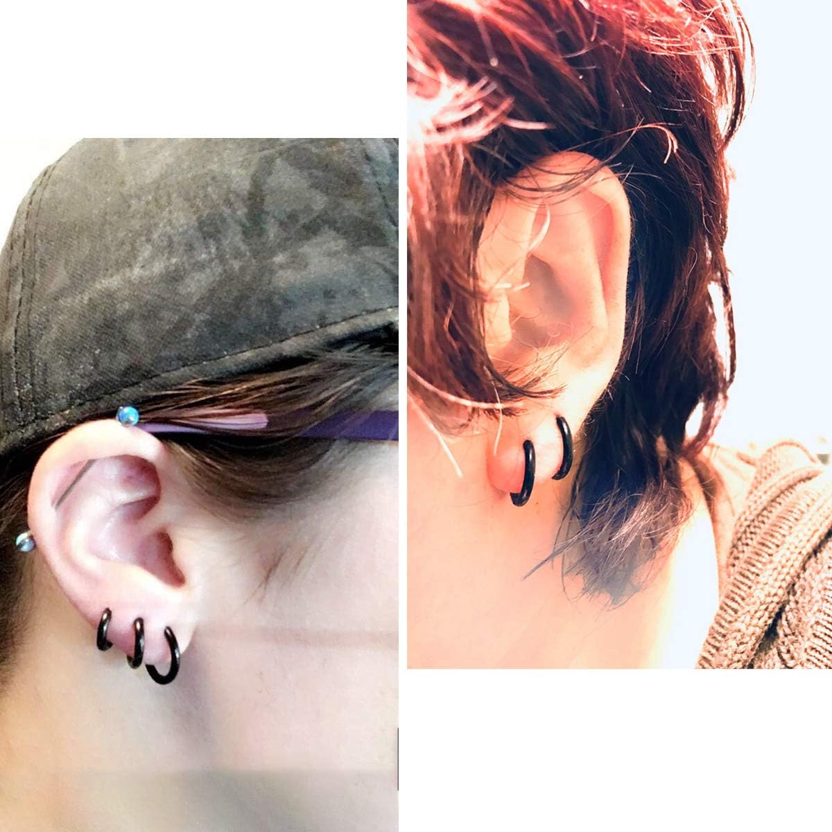 Stainless Steel Hoop Earrings for Men - Hinged Hoop Huggie Piercing Earrings Set For Men Women, Hypoallergenic Lobes Small Round Earrings - Image 5