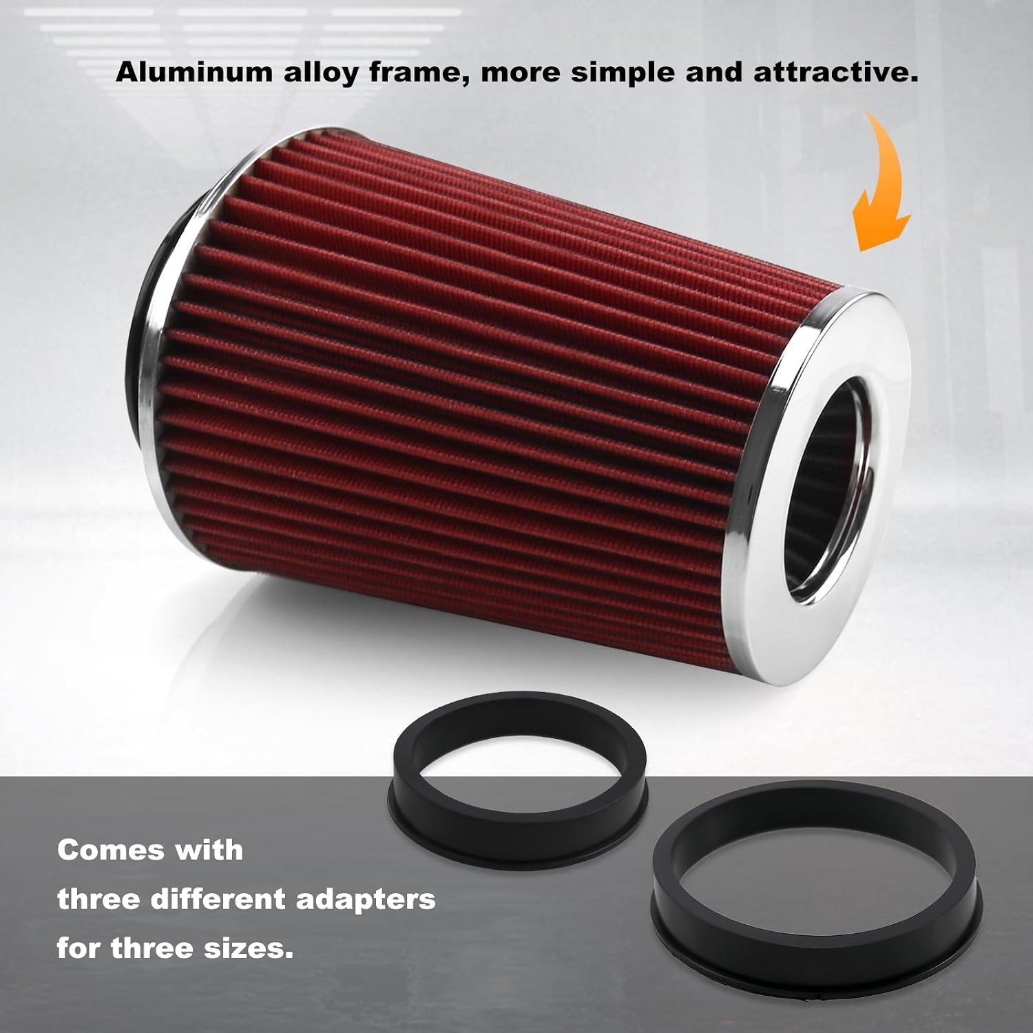 RYANSTAR RACING Universal Clamp-on Cone Air Filter Compatible wiht Three Different Size 3" 3.5" 4"High Flow Round Tapered Cone Closed-Top Cool Air Filter Cleaner Compatible with Car and Motorcycle Red