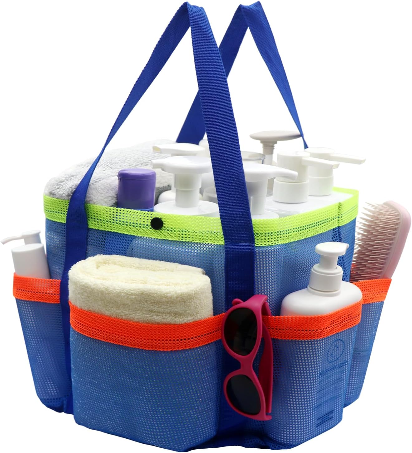 Mesh Shower Caddy Tote Bag, Large Portable Quick-Dry Caddy Organizer with Handle, Camping Travel Beach College Dorm Room Essentials Toiletry Bag (Royal Blue)