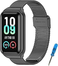 BDIG Replacement Bands Compatible with Amazfit Band 7 Metal Bands, Amazfit Smart Band 7 Bracelet Stainless Steel Adjustable Strap Replacement Band Accessories with Amazfit Band 7