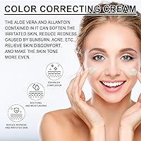 Vista 7 de West&Month Crema hidratante para cutis, corrector de enrojecimiento verde, uso después de la crema hidratante, protector solar y antes