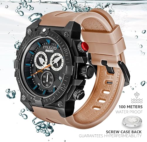 Miniatura 2 de MULCO Relojes para Hombre - Buzo, Caja de Acero Inoxidable con Correa de Silicona o Correa de Acero Inoxidable, Movimiento de Cronógrafo de Cuarzo,