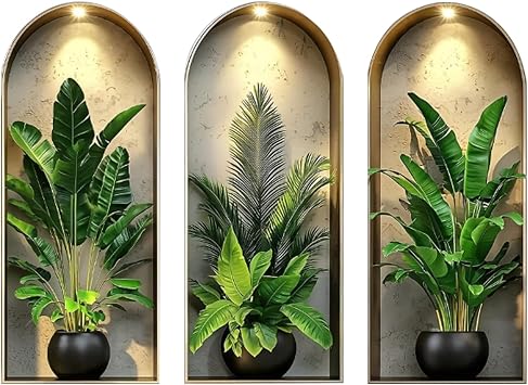 milaosk 3D Wall Stickers Potted Plants Wall Decals Wall Art Mural