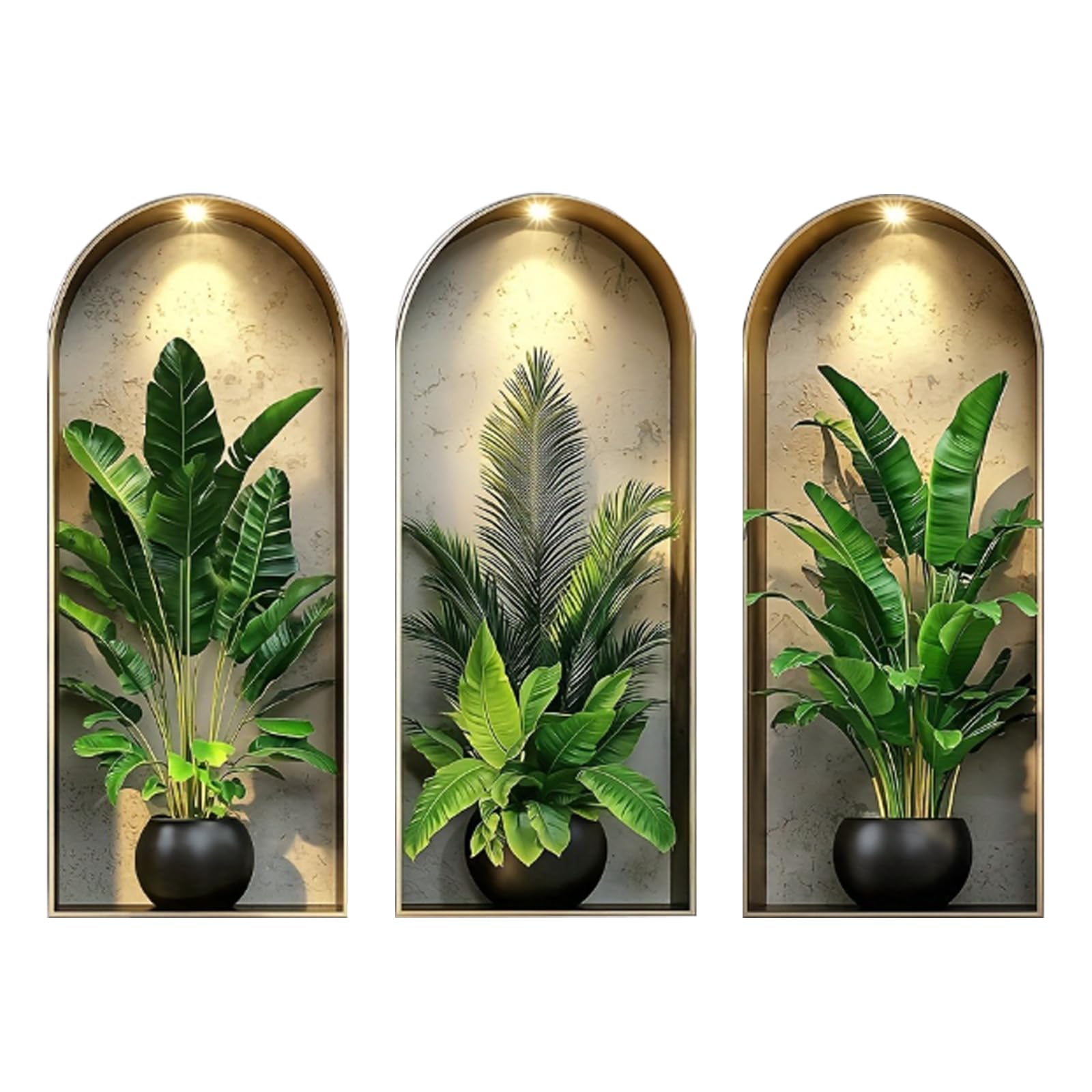 milaosk 3D Wall Stickers Potted Plants Wall Decals Wall Art Mural Green Vinyl Wallpaper for Living Room Kitchen Office Bedrooms Bathroom Decor