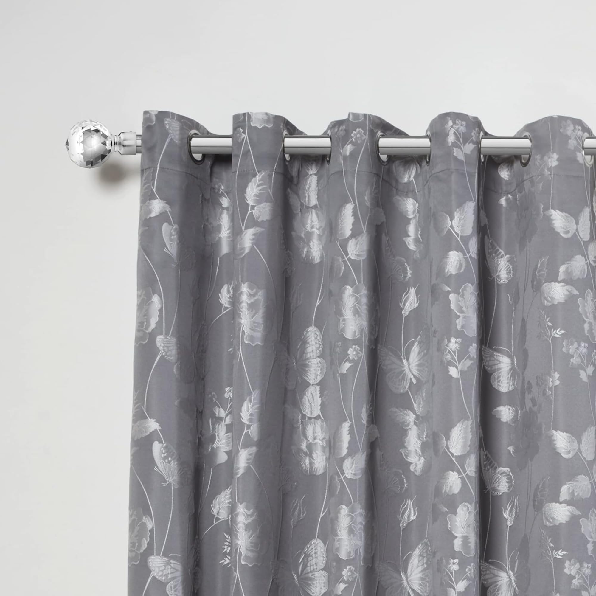 Emma Barclay Curtain Pole Extendable Crystal Silver 160-300Cm