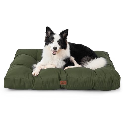 Bedsure Cama Perro Lavable Grande, 91x68x9 cm Verde Oscuro