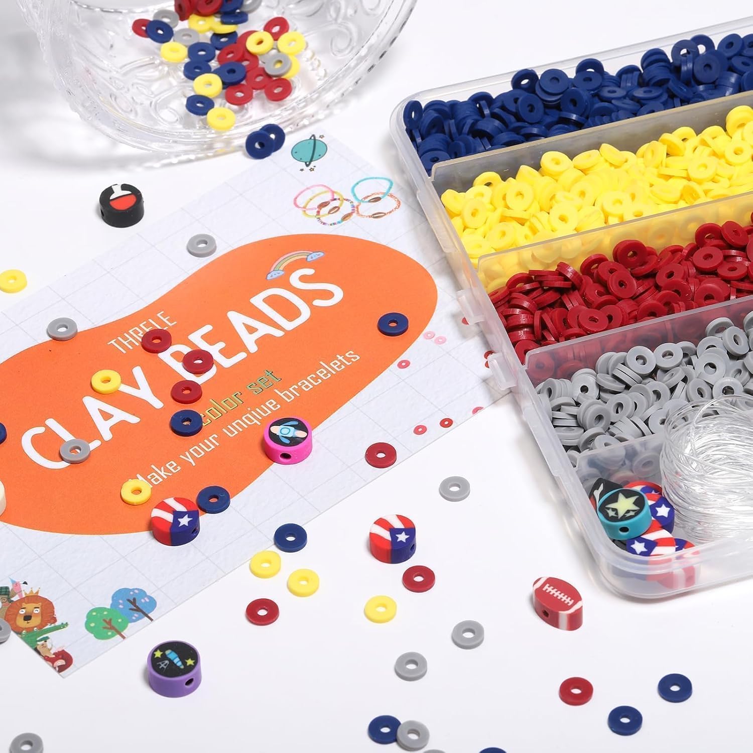 3500pcs Sports Color Clay Beads for Bracelets Making 6mm Heishi Beads Polymer Flat Round Disc Clay for Jewelry Making Sport Bead Crafts. image 2