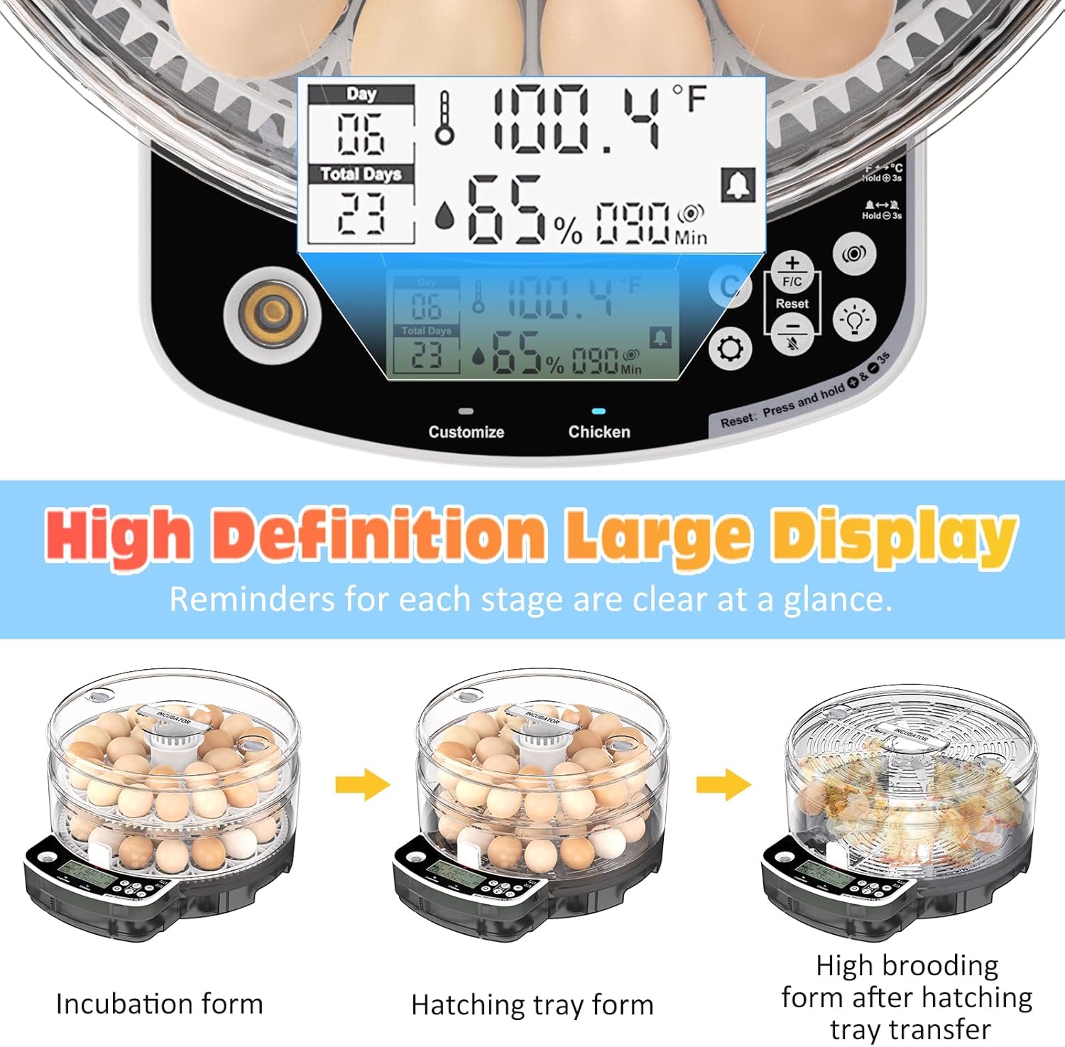 18 Incubators for Hatching Eggs, Egg Incubator with Automatic Egg Turning and Humidity Control, Intelligent Egg Incubator with Automatic Temp. Adjustment (18)