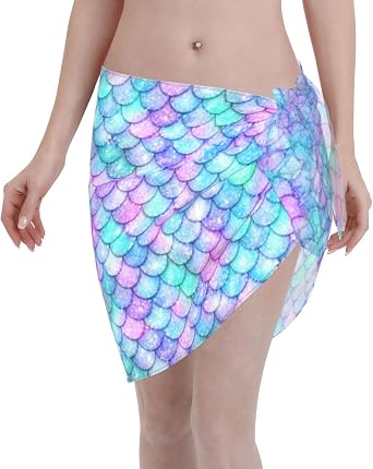 Rainbow Love Women Short Sarong Beach Wrap Sheer Bikini Chiffon Swimsuit Cover Up Skirt For Swimwear