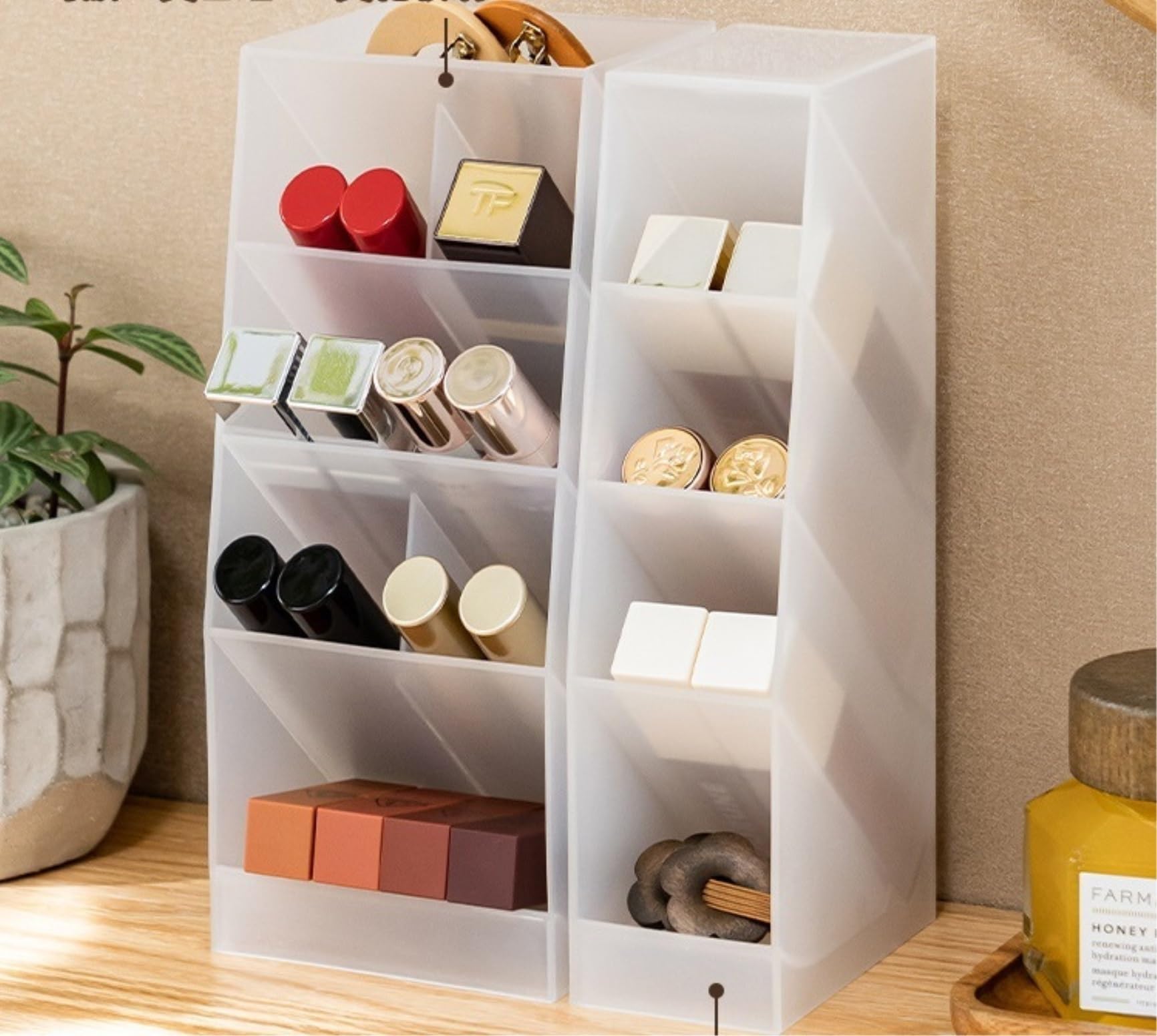 Portalapices Caja De Almacenamiento De Brochas De Maquillaje, Lápiz Labial Inclinado, Espejo, Gabinete, Caja De Lápiz Labial, Caja De Almacenamiento De Cosméticos De Escritorio Portalápices para Bolíg
