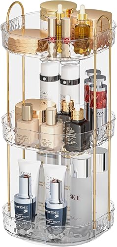 Miniatura 1 de Organizador de maquillaje giratorio 360, organizador giratorio de 3 niveles para el cuidado de la piel, organizadores de perfumes, almacenamiento de