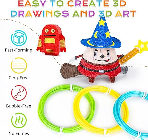 Miniatura 9 de FIROS Recambios de filamento para bolígrafo 3D, filamento PLA de 32 colores para bolígrafo 3D, cada color 9.84 pies, total 315 pies de filamento PLA