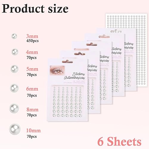 Miniatura 9 de NOOEPC Gemas autoadhesivas para el cabello y perlas para el cabello, perlas faciales y joyas, calcomanías para maquillaje, diamantes para el