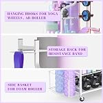 Mythinglogic Yoga Mat Storage Racks, Home Gym Storage Rack for Foam Roller, Resistance Band, Dumbbell, Kettlebell, Yoga Mat Holder, Workout Equipment Storage Organizer with Wheels and Hooks