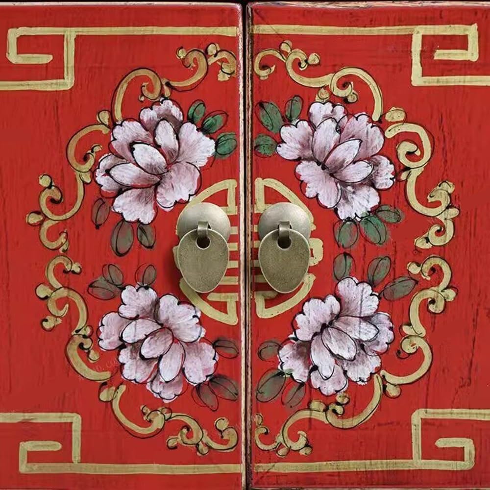 Mesa de altar china Mesa de altar tradicional dibujada a mano madera maciza | Consola for santuario y entrada(Red)