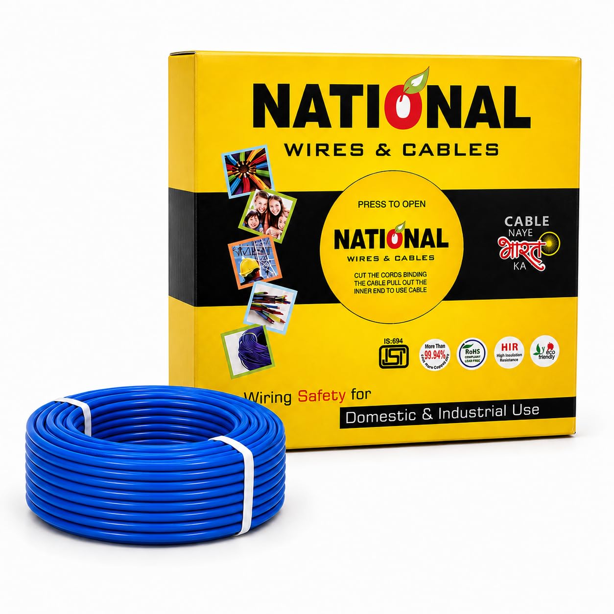 NATIONAL P.V.C. INSULATED WIRES & CABLES | 1.0mm | 90m | FR PVC Insulated CCA Copper Wire | Single Core Multi-Strand House Wiring Cable | Gauge (10 No.) | BLUE-image-40