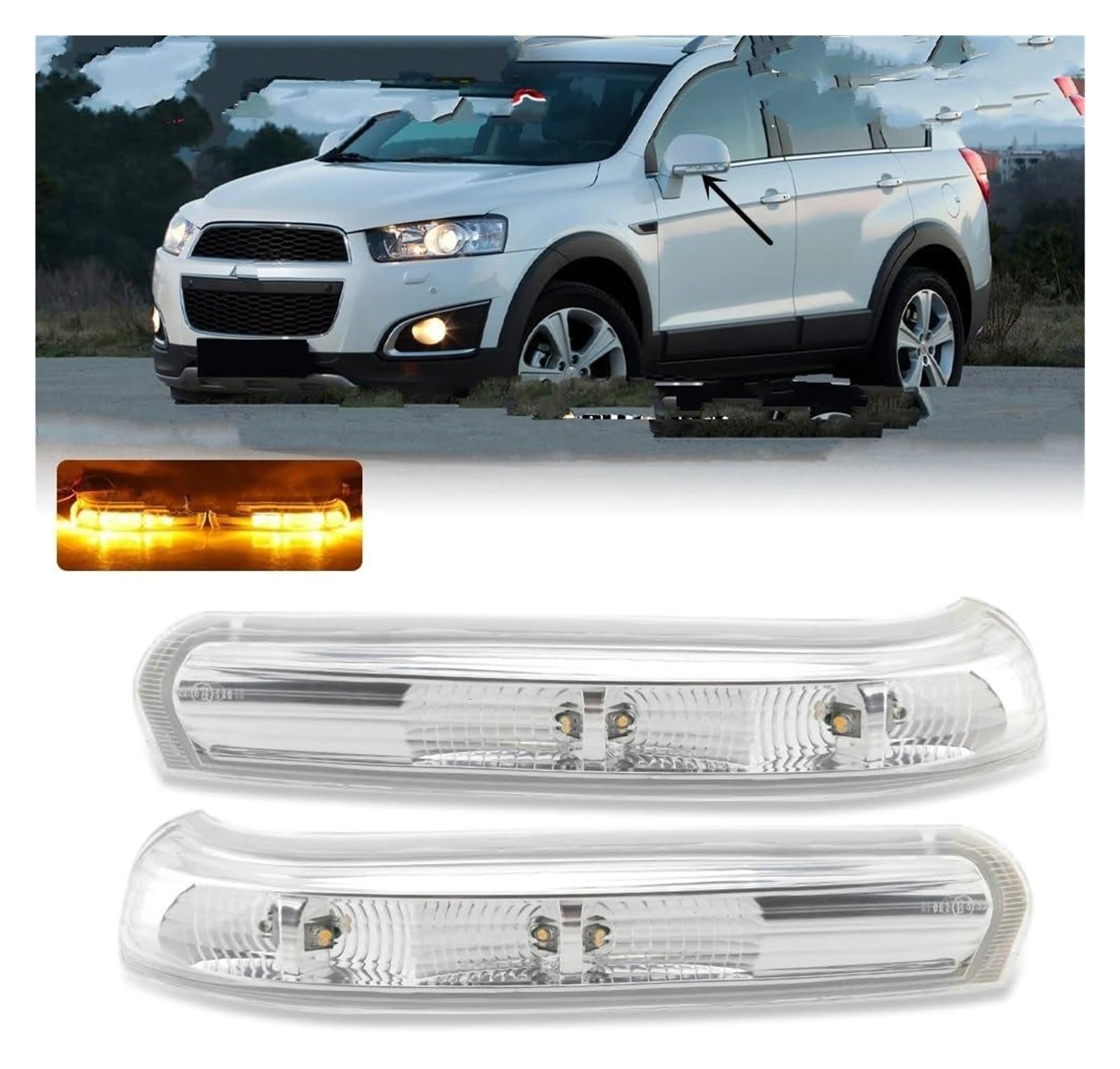 Indicatore Direzione Specchietto Per Chevrolet Per Captiva 2007-2016 Per Blink LED Lampada Specchietto Laterale Auto Vista Posteriore Indicatori Direzione Luci Posteriori(Left and Right)