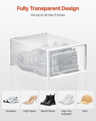 Miniatura 6 de VEVOR Cajas de almacenamiento de zapatos, paquete de 12 cajas apilables para zapatos, se ajustan hasta la talla 11 de EE. UU., contenedores