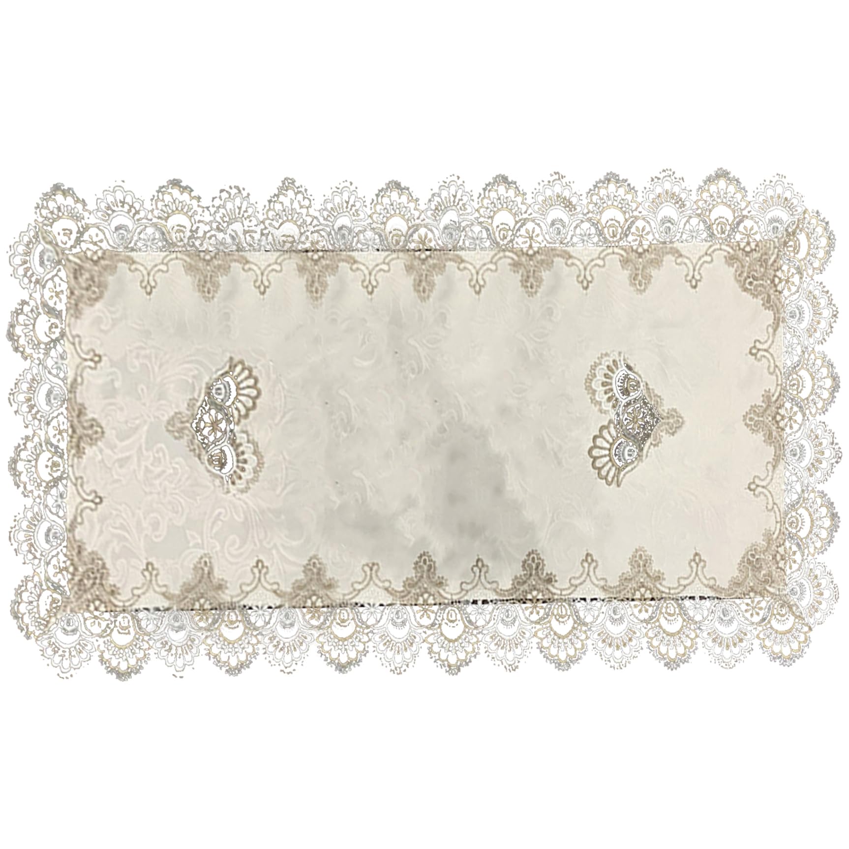 Takingup Grey Lace Tablecloth, 20X40 Inch Square Lace Tablecloth Hollow Out Flower Embroidery Dustproof Washable Wedding