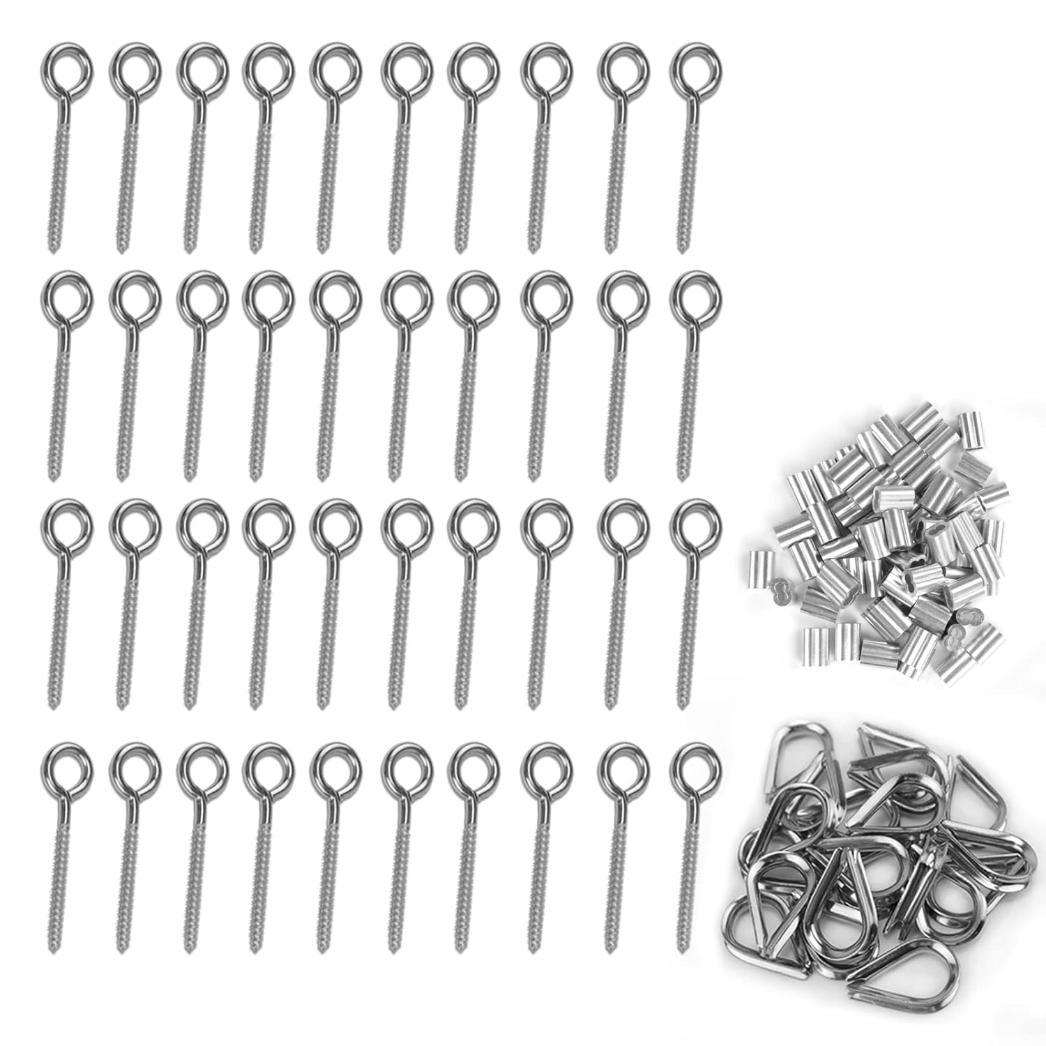 Muzata 40set 3.3Inch M6 Eye Screw Hook T316 Stainless Steel