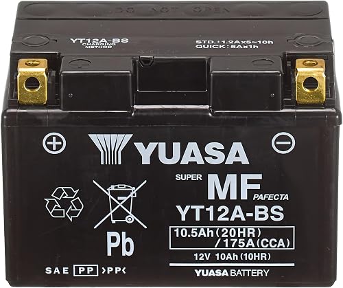 Yuasa YT12A Batterie moto 12 V 175 CCA VRLA haute performance sans entretie - 2