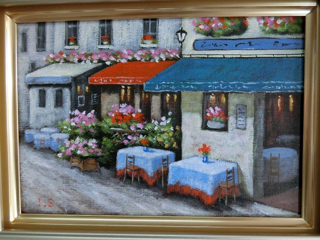 ART 新屋敷一平真筆 オープンカフェ サムホール Sale【ART