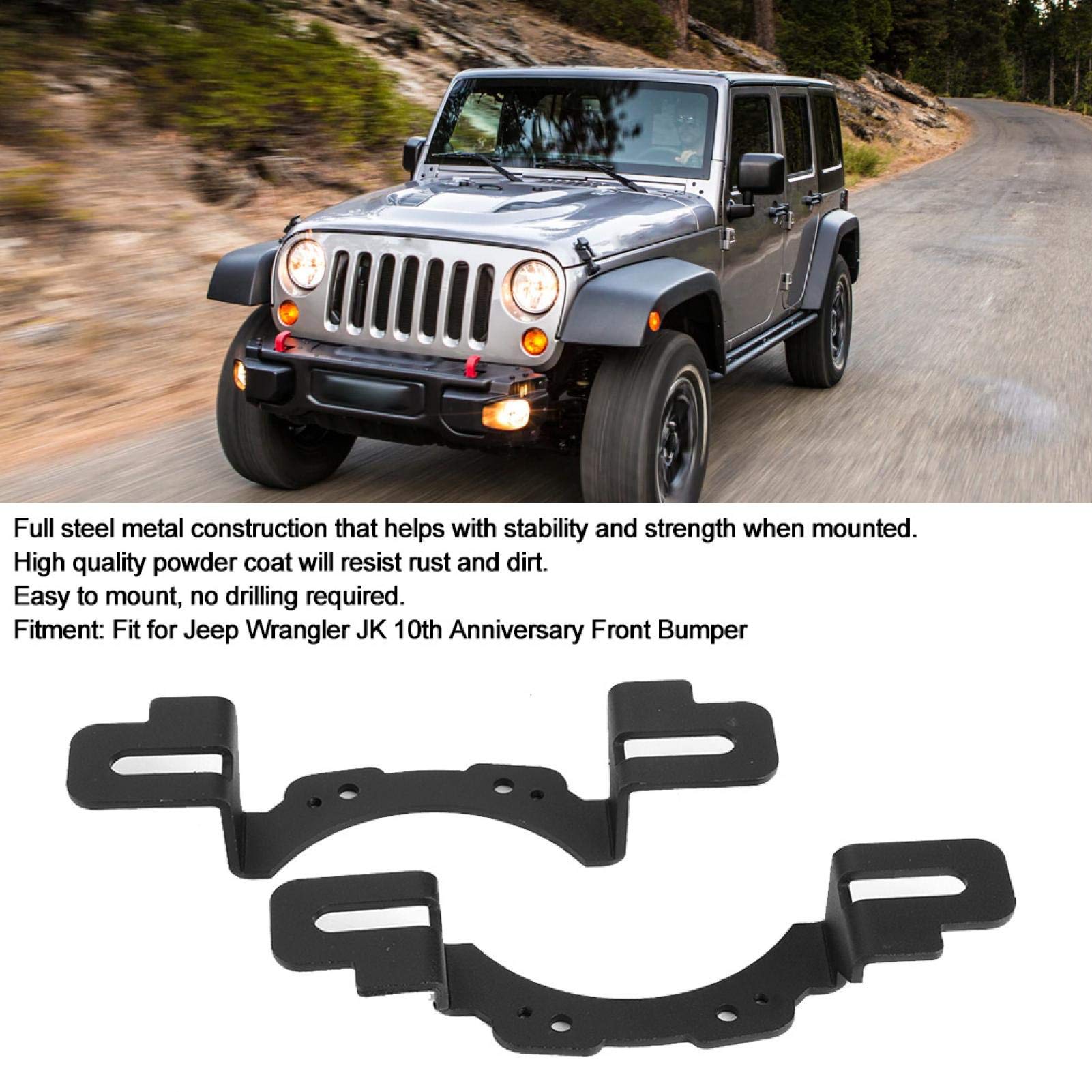 Staffa di montaggio per fendinebbia per paraurti anteriore da 4 pollici, staffa per fendinebbia in acciaio adatta per paraurti anteriore Wrangler JK 10th Anniversary