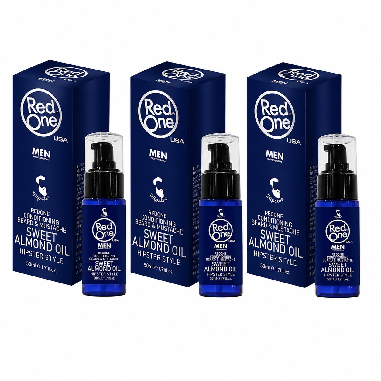 Aceite para barba RedOne pack de 3 hidratante con almendras dulces 3