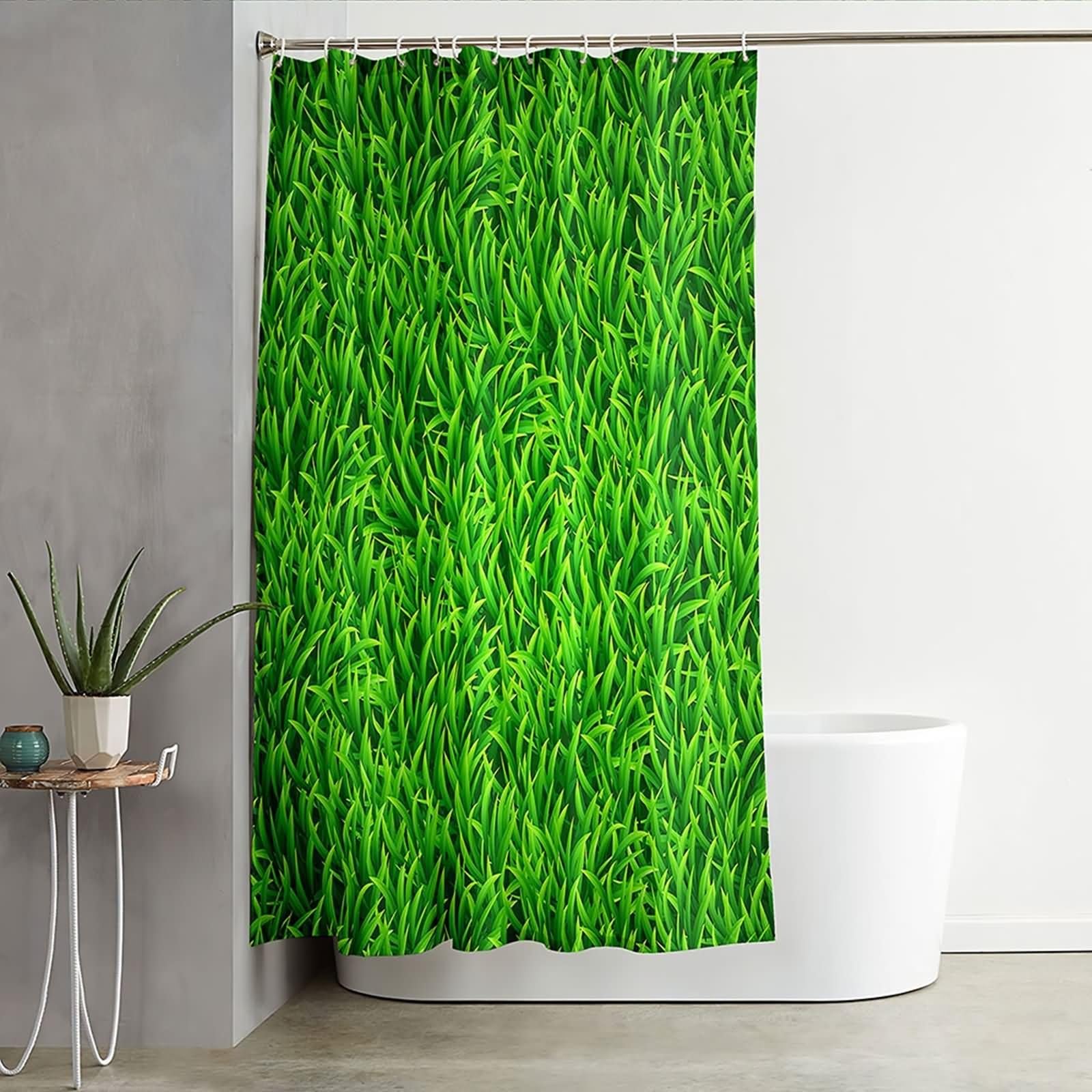 Duschvorhang 180X200, Duschvorhang Polyester Grün Wiese Duschvorhang für Damen