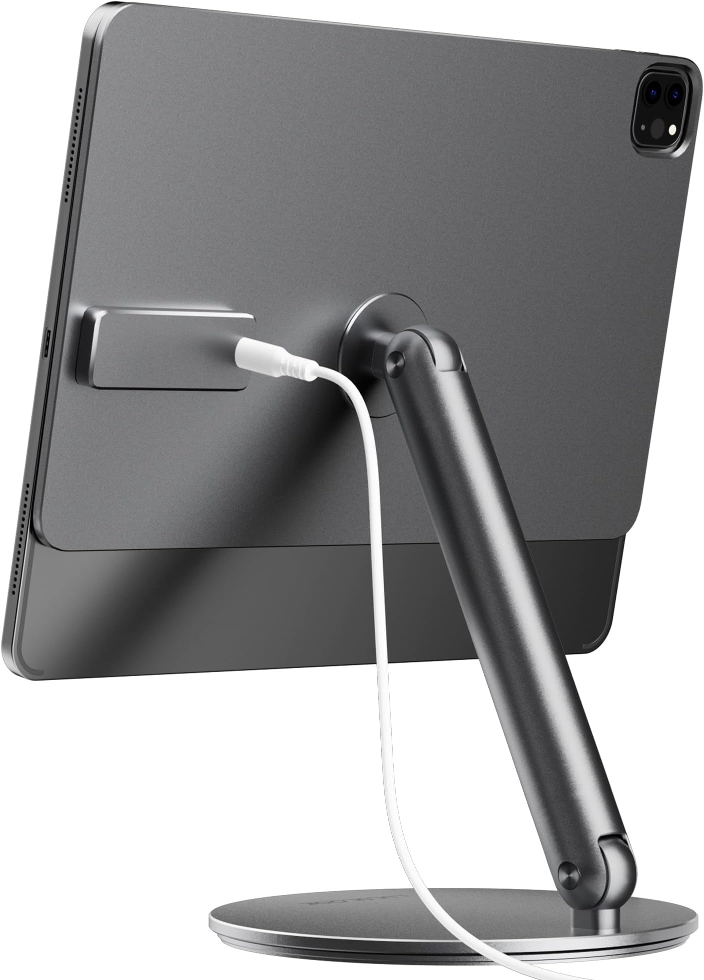 KU XIU Magnetische standaard voor iPad, opvouwbare arm tablethouder, multi-node verstelbare premium draagbare houder compatibel met iPad Air 11 M2 (2024), Pro 11 1e/2e/3e/4e, Air 4e/5e - grijs