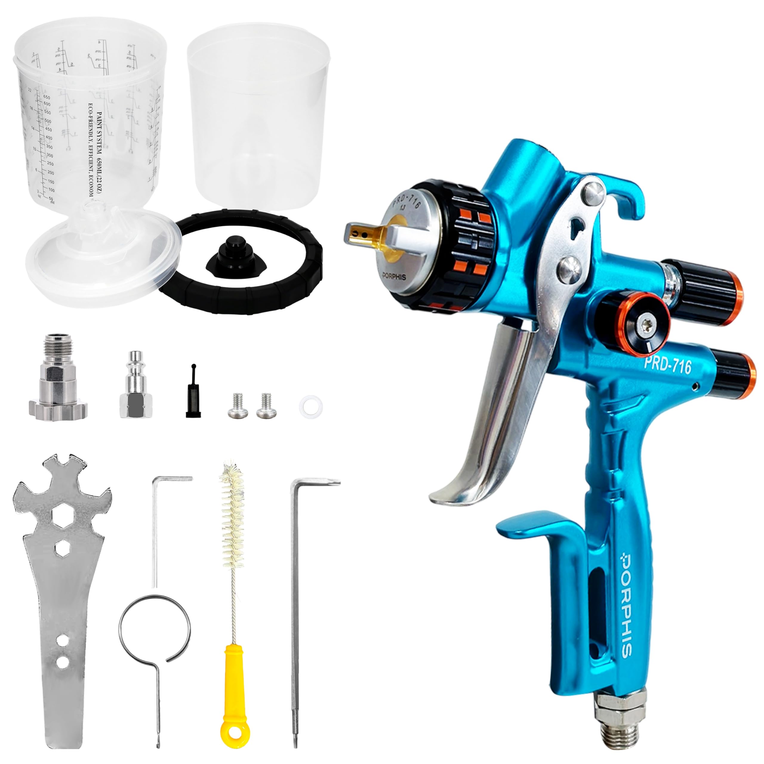 HVLP PRD-716 - Pistola de pulverización de pintura de 1,3 mm, color azul