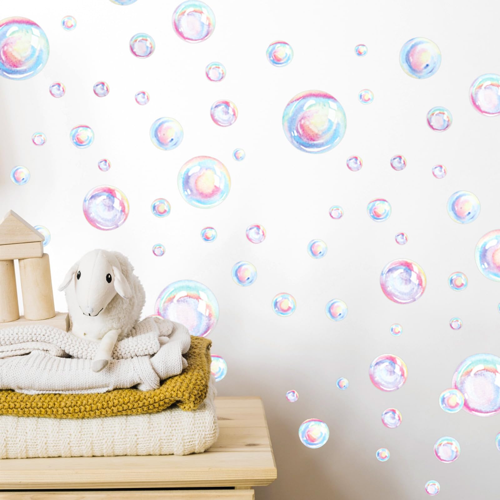 Outus 30 Pieces Bubble Cutouts Bubble Wall Decal Stickers Ocean Cutouts Decoration Mermaid Baby Shower Party Decor Ocean Background Wall Decal Water Bubble Bath Bedroom Supplies