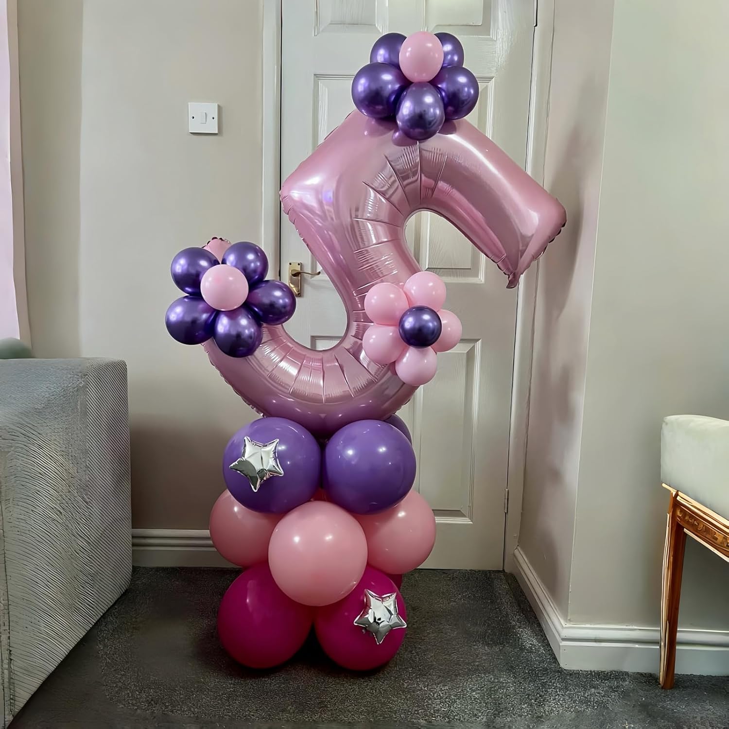 Light Pink Balloon Number 5, 40 Inch Large Self Inflating Foil Number Balloons 0-9, Pastel Pink Digital 5 Helium Balloon for 5th Girls Women Birthday Party Graduation Anniversary Decorations - Image 7