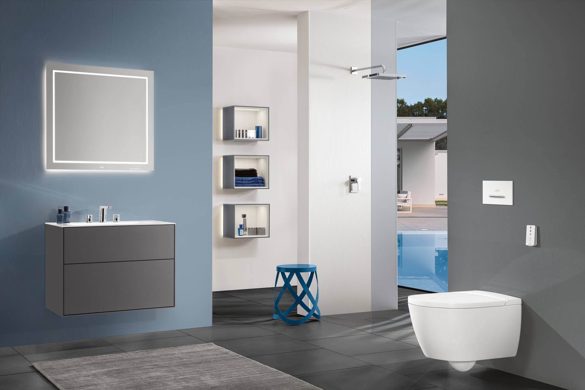 Villeroy & Boch ViConnect, WC-Betätigungsplatte 300S, 2-Mengen-Spülung, 922169D8, Farbe: Anthracite Matt