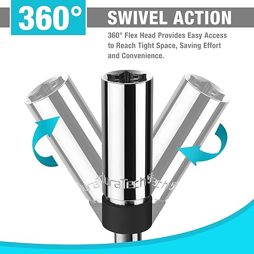 Miniatura 4 de DURATECH Juego de enchufes giratorios magnéticos de 5 piezas y faros EverBrite recargables con luz roja