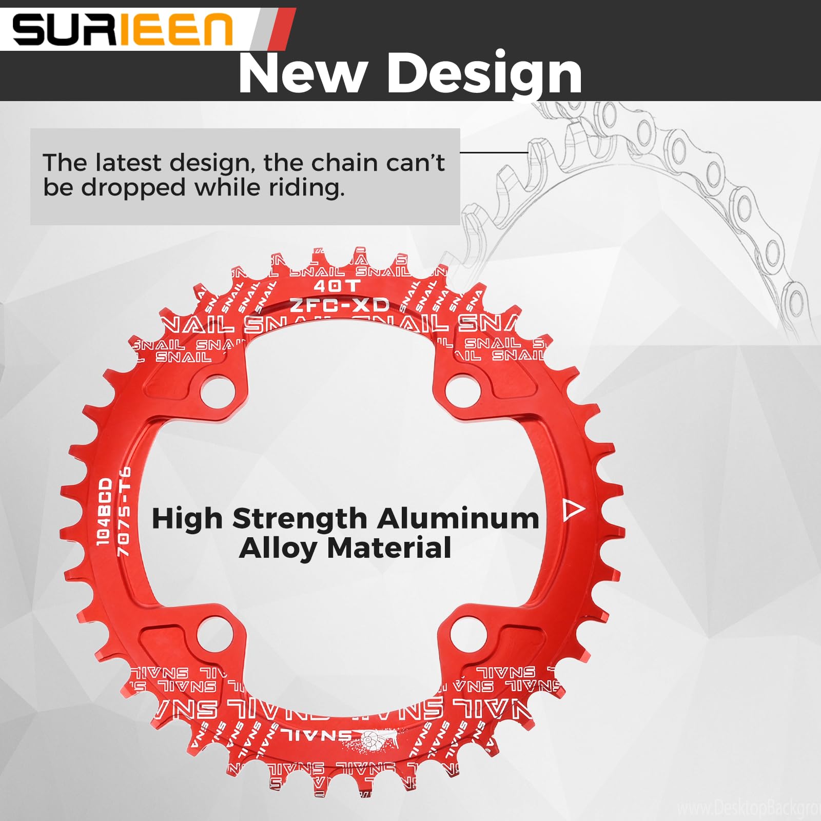 SURIEEN 170mm 40T Mountain Bike Crankset, Square Single Speed Crankset Crank arm set for Mountain Bike with 104 BCD 40T Chainring - Image 4