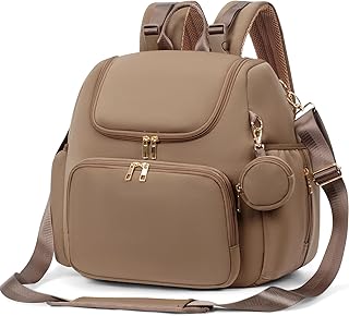 Neoprene Diaper Bag Backpack Stylish Baby Maternity Bags Travel Tote for Mom with Insulated Pockets, Changing Pad, Stowable Shoulder Strap