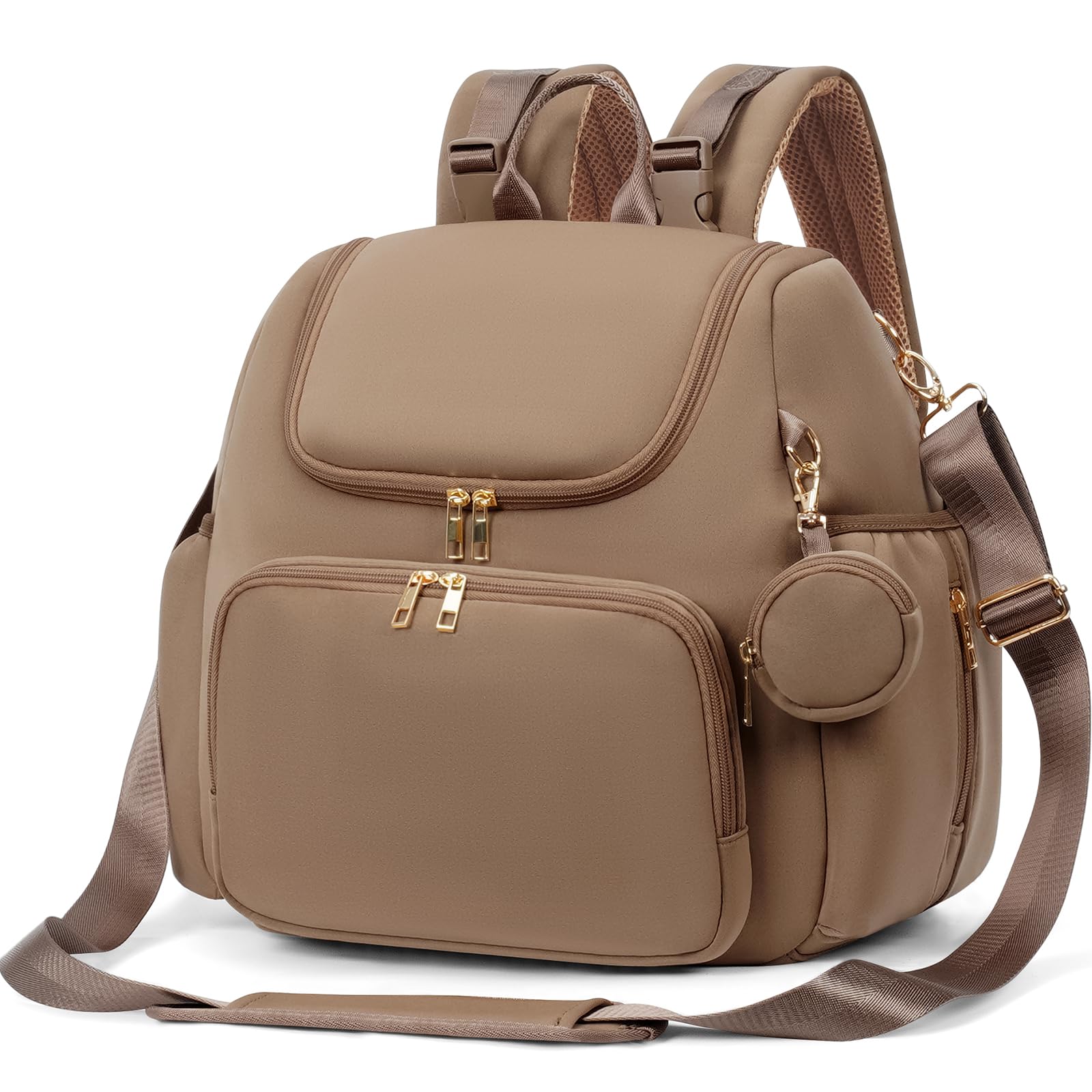 CEI-CEI Neoprene Diaper Bag Backpack Stylish Baby Maternity Bags Travel Tote for Mom with Insulated Pockets, Changing Pad, Stowable Shoulder Strap