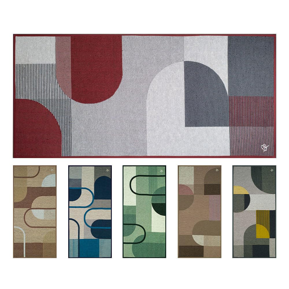 OLIVO.shop Tappeto Cucina Lavabile Antiscivolo, Tappeto per Cucina in Cotone, Passatoia Cucina Antiscivolo, Tappeto Moderno Cucina Multiuso, SPRINT FORME (ROSSO, 50x180 cm)