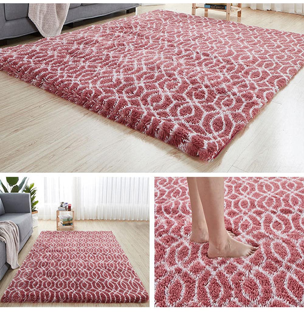 GZQIAWY Modern Living Room Decorative Carpets Bedroom Non-slip Large Carpet Home Mat for Children Dark red and white stripes 90 X 100 cm