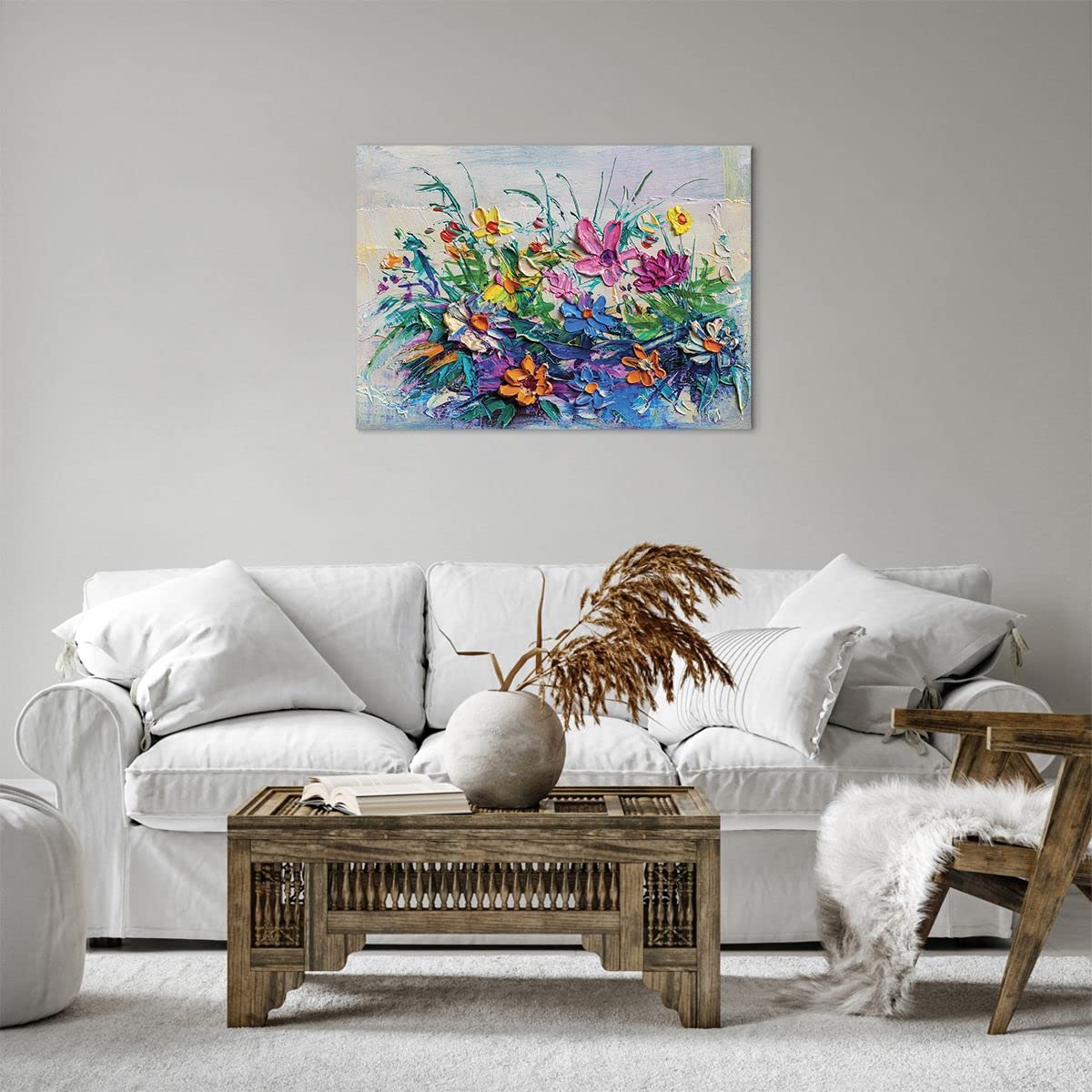 Toile de fleurs pour habiller un mur vide tableau moderne encadré
