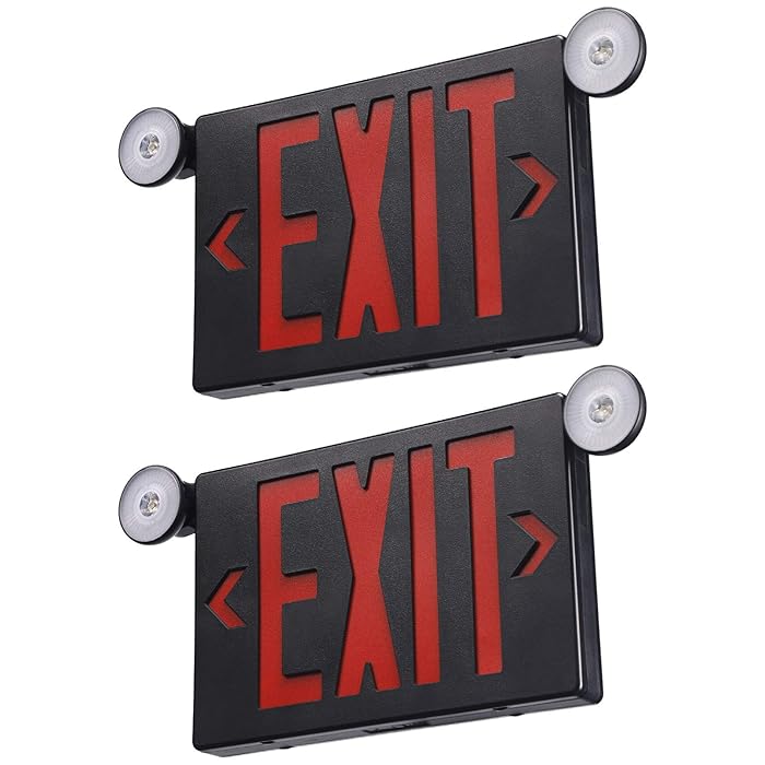Buy TORCHSTAR Black Exit Sign with Emergency Lights, UL 924, Two LED