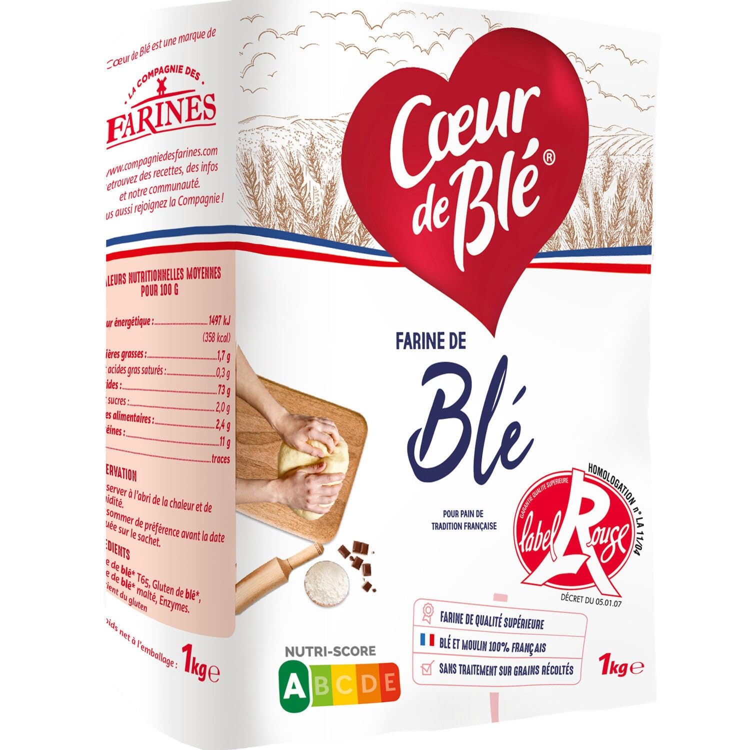 Farine De Blé T65 LA CIE DES FARINES - le paquet de 1 Kg Lot De 4 - Par Lot