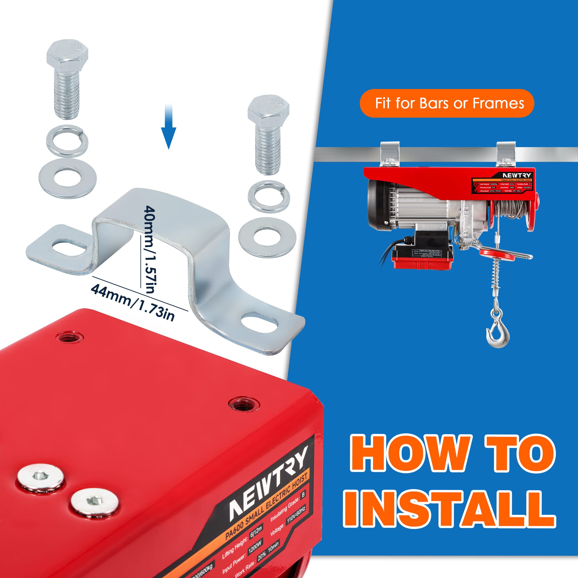 NEWTRY paranco elettrico 300kg/600kg, wireless 100m, controllo a filo 2m, argano elettrico 12m/6m altezza di sollevamento, argano elettrico di piccole dimensioni per casa garage magazzino 1200W