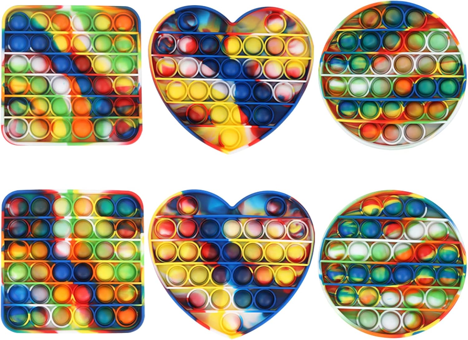 3pcs Push Pop Bubble Fidget Sensory Toy Funny Rainbow Bubble Boost Relieve Stress for Adult Silicone Safe Relief Autism for Kids: Toys & Games